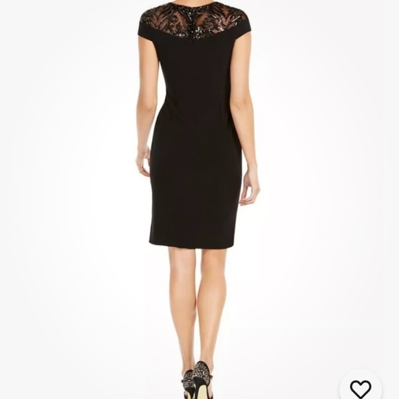 ENFOCUS STUDIOS LACE AND SEQUIN TOP FULL BACK ZIPPER SHORT SLEEVE DRESS SZ 16 - Picture 5 of 15